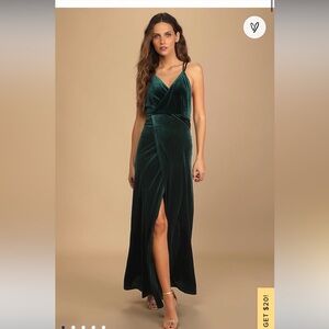 Lulus green velvet maxi dress